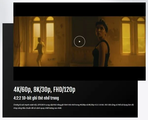 Fujifilm GFX 100 II còn gây ấn tượng mạnh mẽ với khả năng quay video